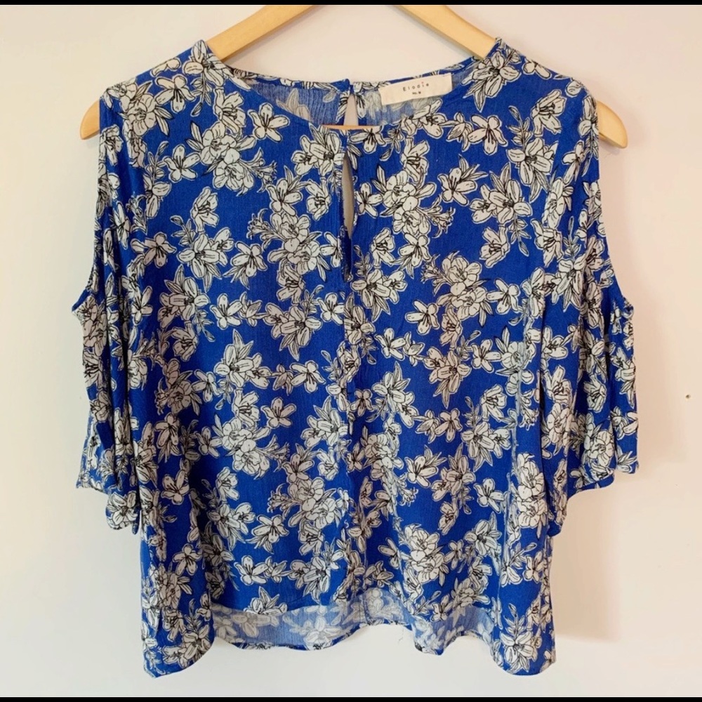 Elodie Floral Cold Shoulder Cropped Blouse